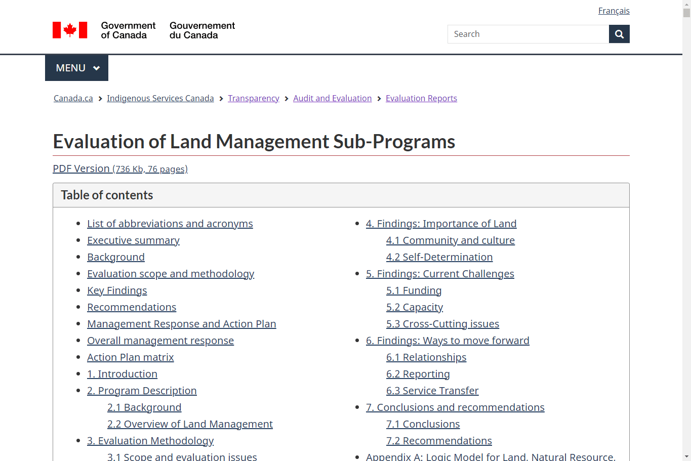 Evaluation of Land Management Sub-Programs